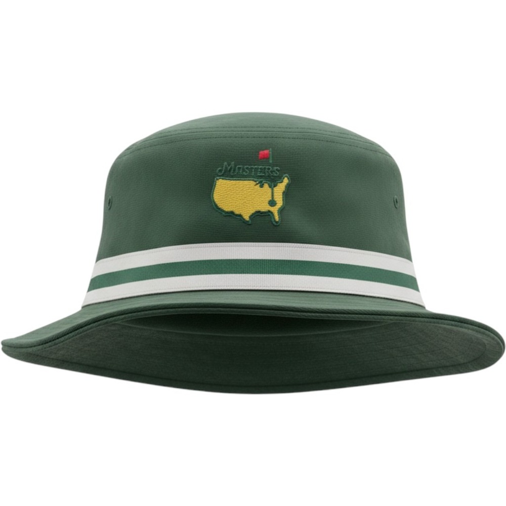 Masters American Needle Green Bucket Hat Golf Tournament Striped Band L Unisex